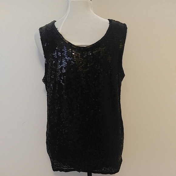 Black Silk Sequin Tank - Picture 2 of 4
